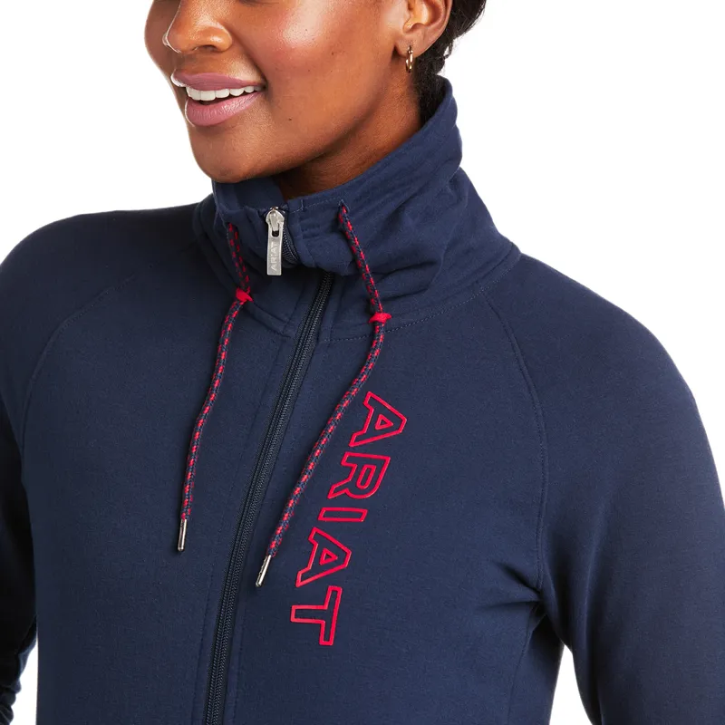 Ariat Team Logo Full Zip Ladies Sweatshirt - Team Navy-1
