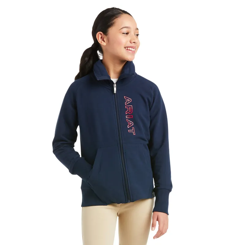 Ariat Team Logo Full Zip Youth Sweatshirt - Navy