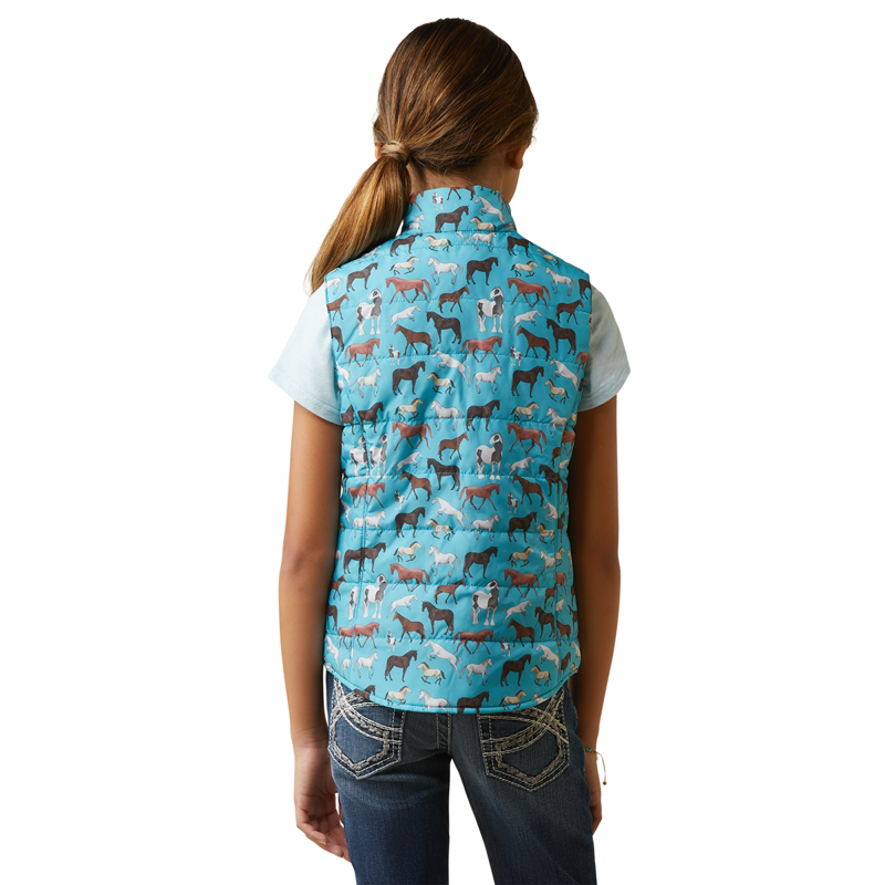 Ariat Bella Reversible Junior Gilet - Mosaic/Aqua Foam Herd Print-1