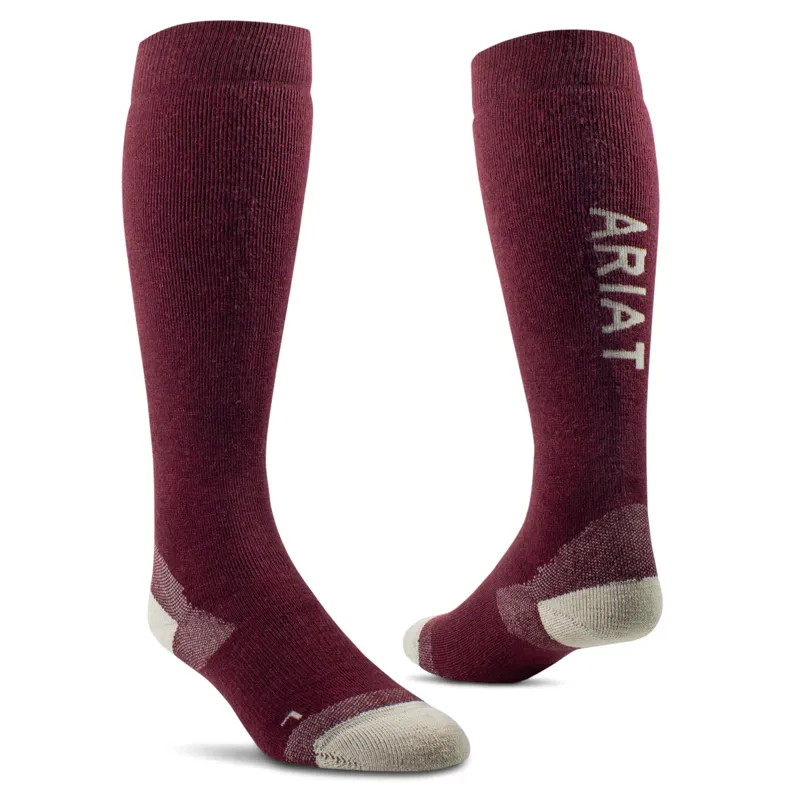 Ariat Country Performance Merino Unisex Tall Riding Socks - Tawny Port