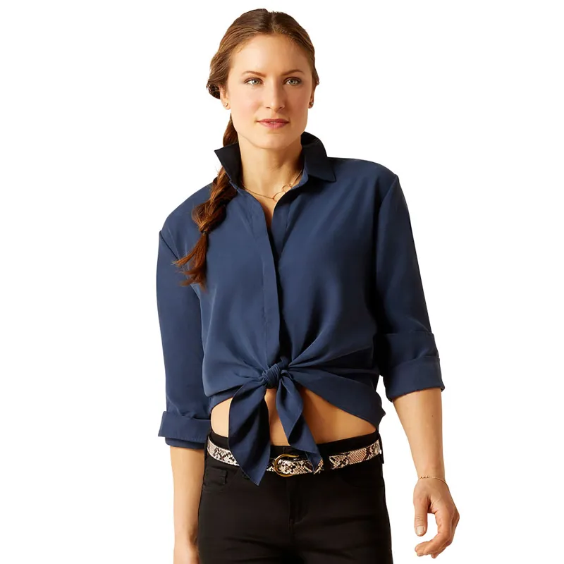 Ariat Country Larkspur Ladies Long Sleeve Blouse - Navy