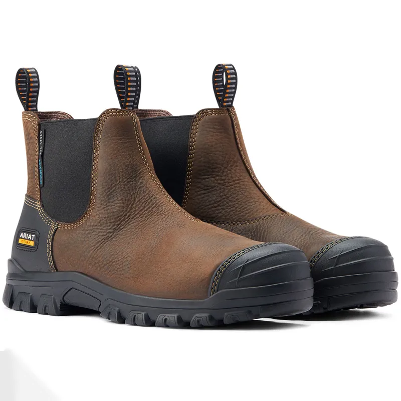 Ariat Treadfast Chelsea Waterproof Steel Toe Mens Boots Brown