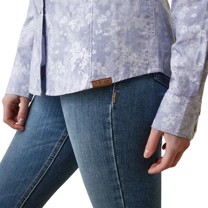 Ariat Muir Long Sleeve Ladies Blouse - Blue Jacquard-3