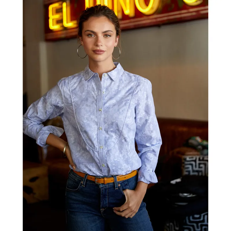 Ariat Muir Long Sleeve Ladies Blouse - Blue Jacquard-4