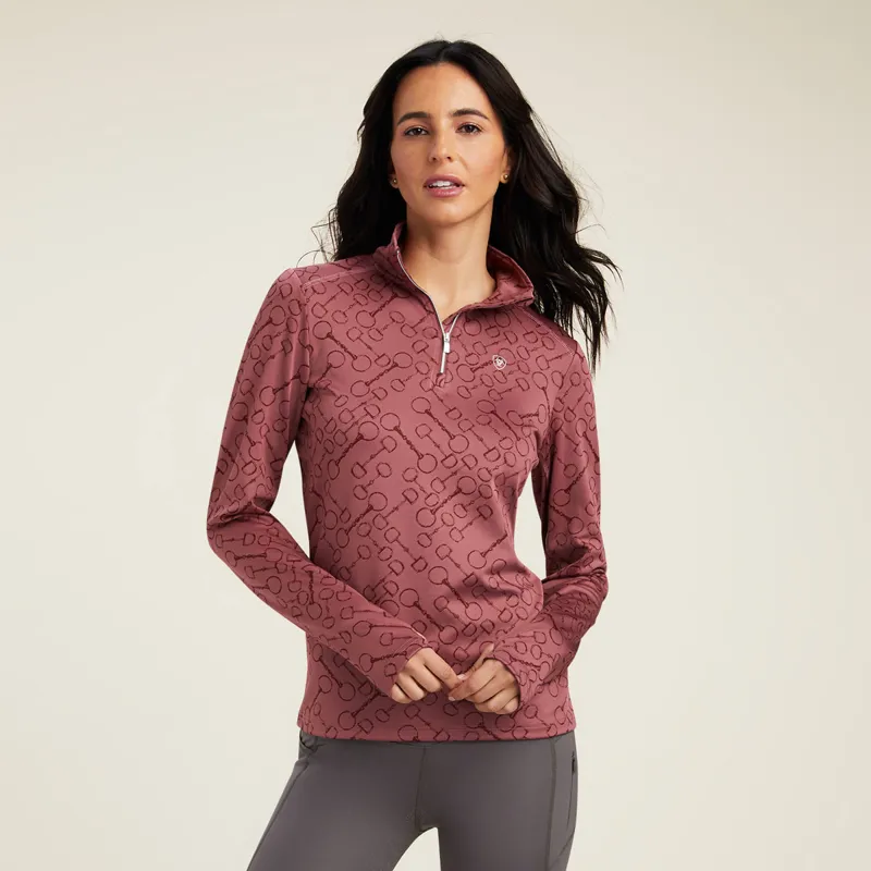 Ariat Prophecy 1/4 Zip Ladies Base Layer - Wild Ginger Bit Jaquard