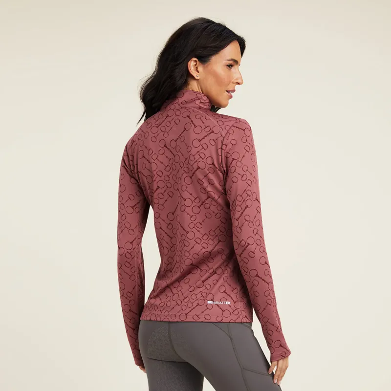 Ariat Prophecy 1/4 Zip Ladies Base Layer - Wild Ginger Bit Jaquard-1