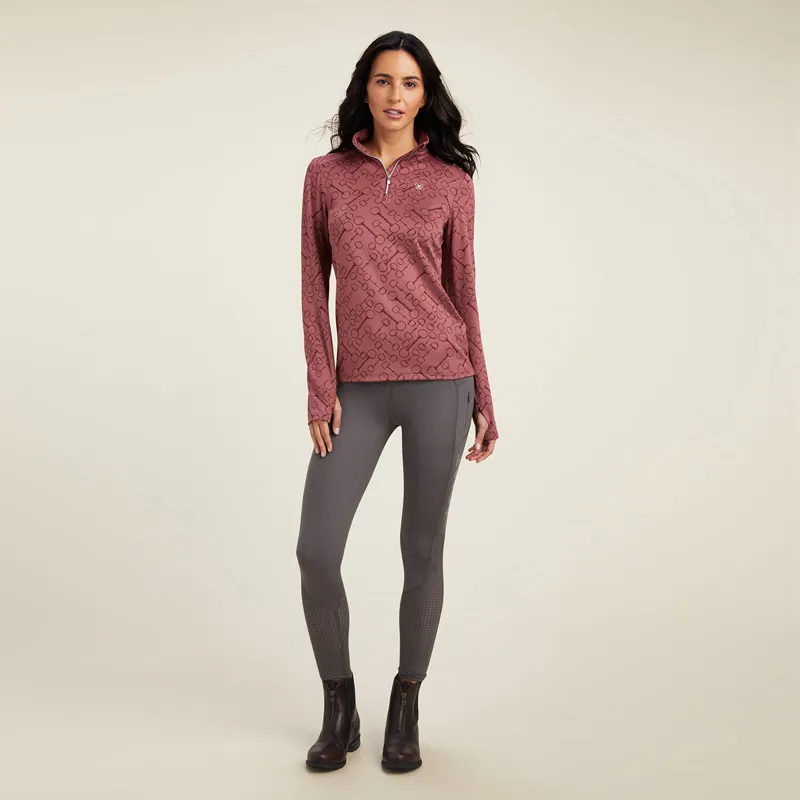 Ariat Prophecy 1/4 Zip Ladies Base Layer - Wild Ginger Bit Jaquard-2