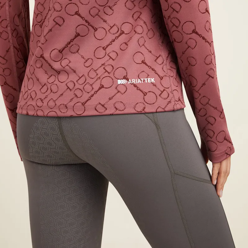 Ariat Prophecy 1/4 Zip Ladies Base Layer - Wild Ginger Bit Jaquard-3