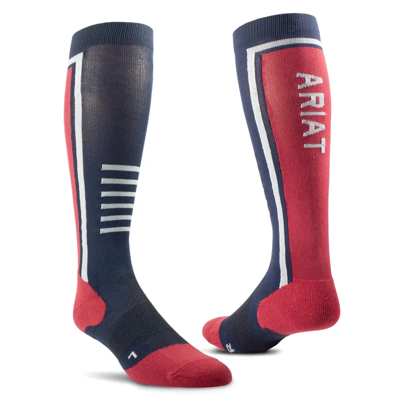 AriatTEK Slimline Performance Ladies Socks - Navy/Red