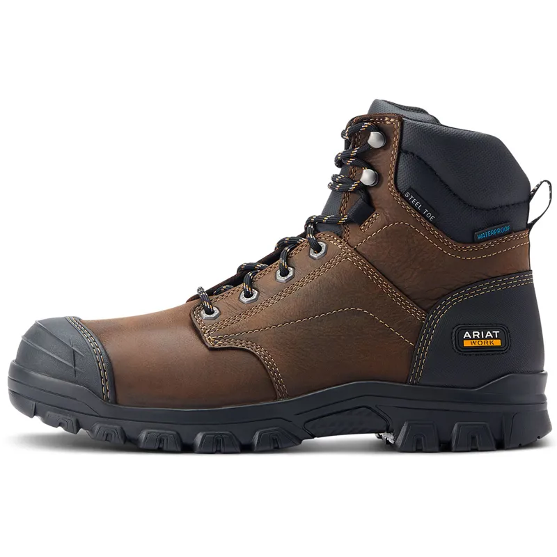 Ariat Treadfast 6in Waterproof Steel Toe Mens Work Boots - Brown-3