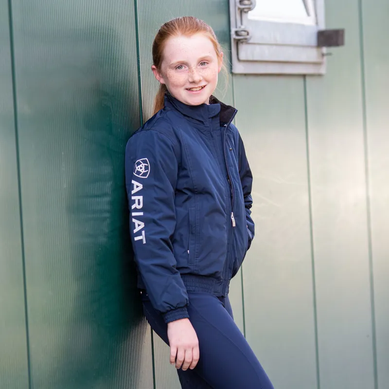 Ariat Youth Waterproof Stable Team Blouson Jacket - Navy-2