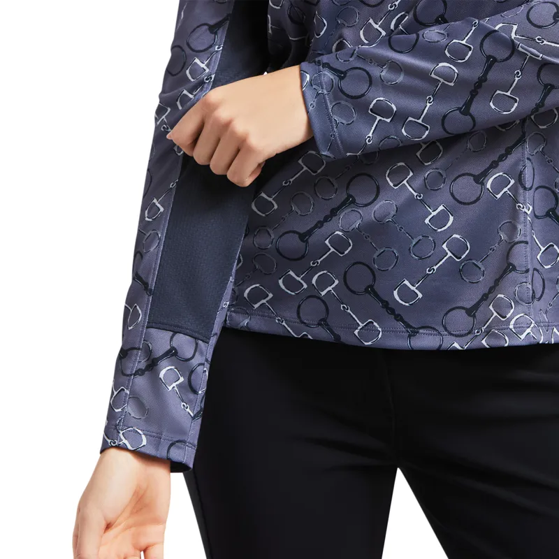 Ariat Sunstopper 2.0 Ladies Base Layer Top - Charcoal Bit Print-2