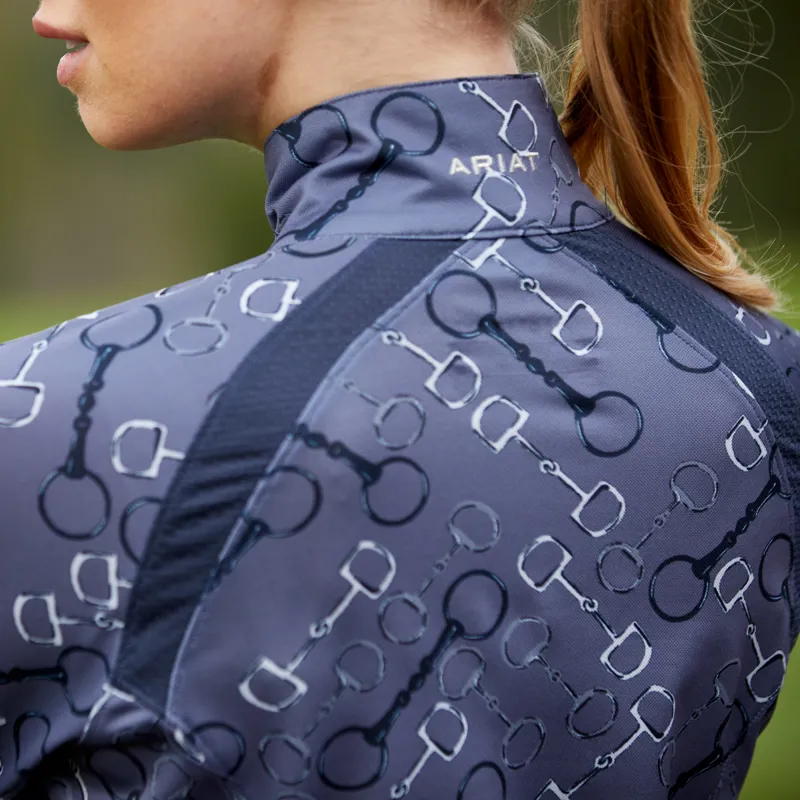 Ariat Sunstopper 2.0 Ladies Base Layer Top - Charcoal Bit Print-5