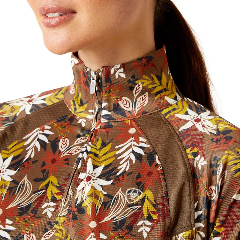 Ariat Sunstopper 2.0 Ladies Base Layer Top - Canteen Floral-2