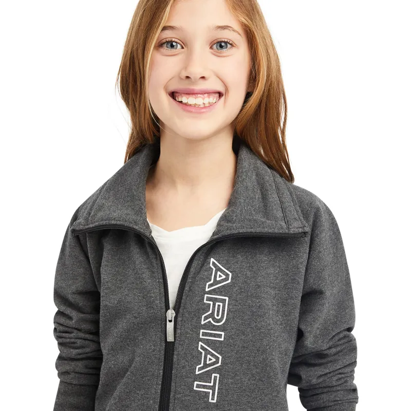Ariat Team Logo Full Zip Youth Sweatshirt - Charcoal Grey-3