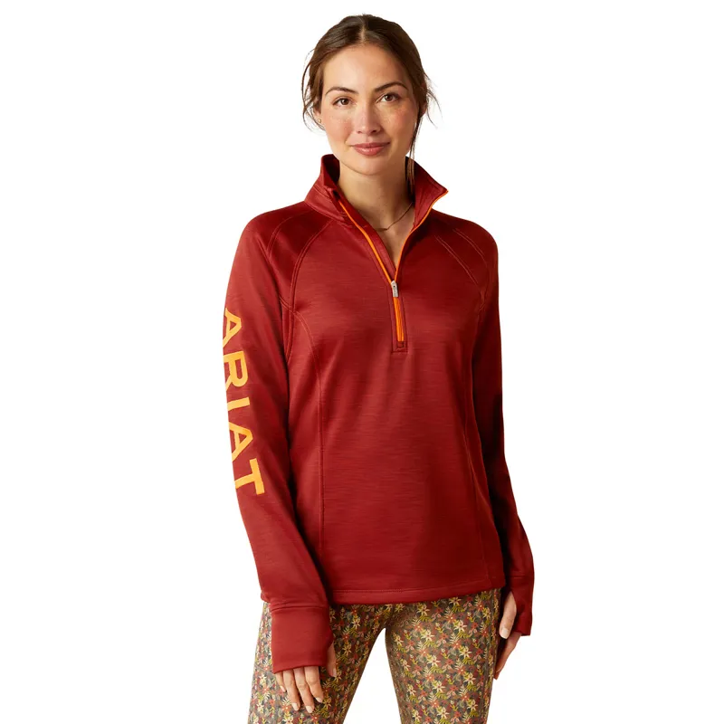 Ariat Tek Team 1/4 Zip Ladies Top - Fired Brick