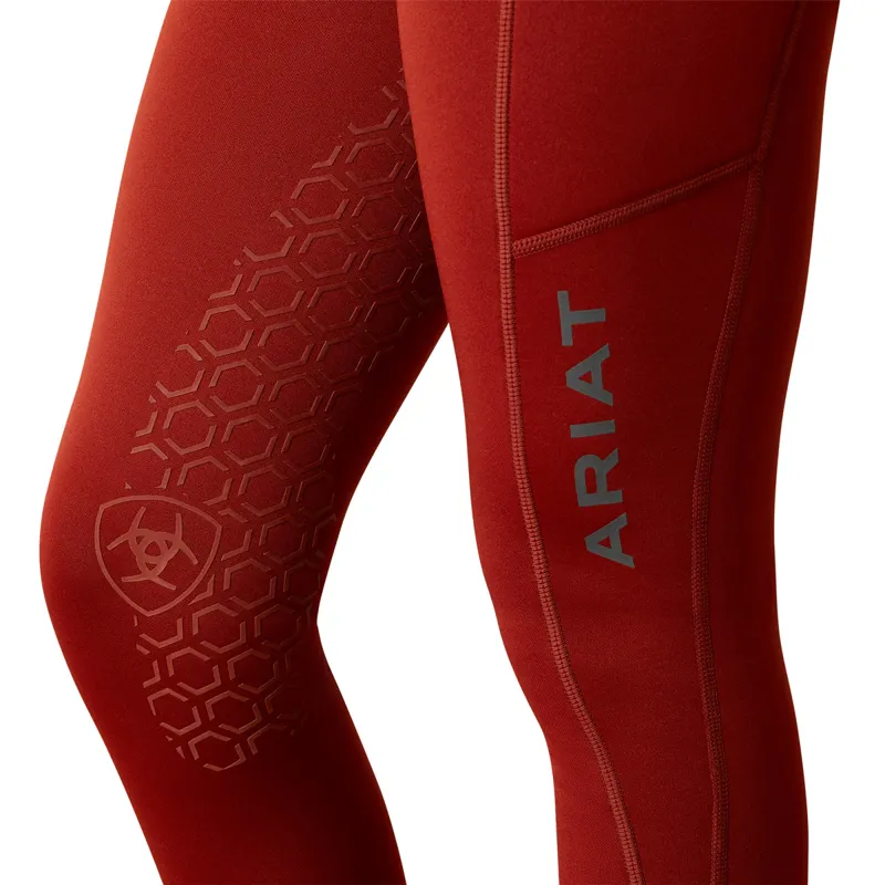 Ariat Venture Thermal Half Grip Junior Riding Tights - Fired Brick-3