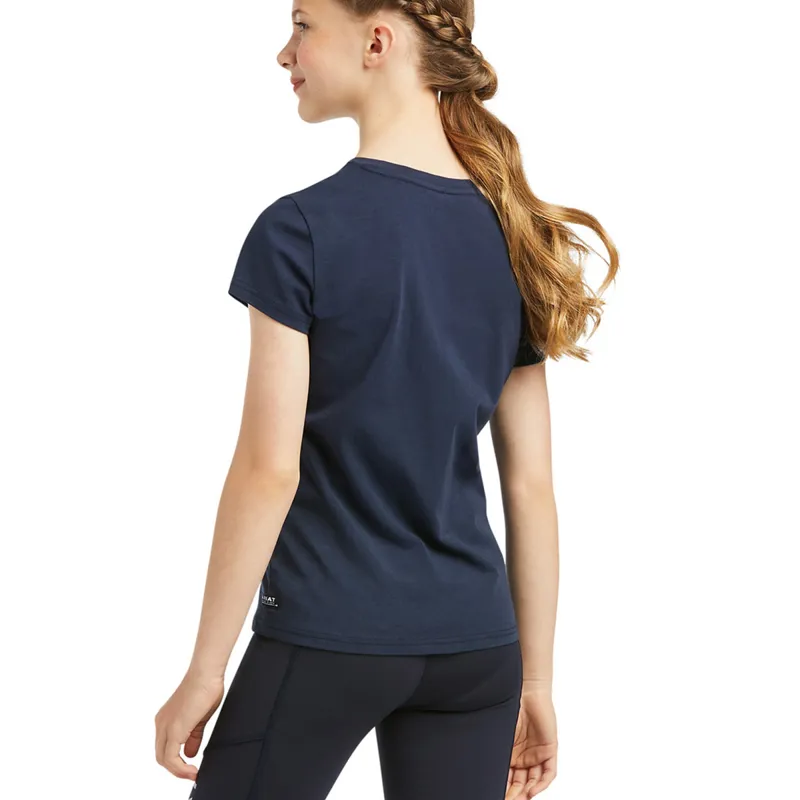 Ariat Vertical Logo Youth Tee - Navy/Red - X-Small-2