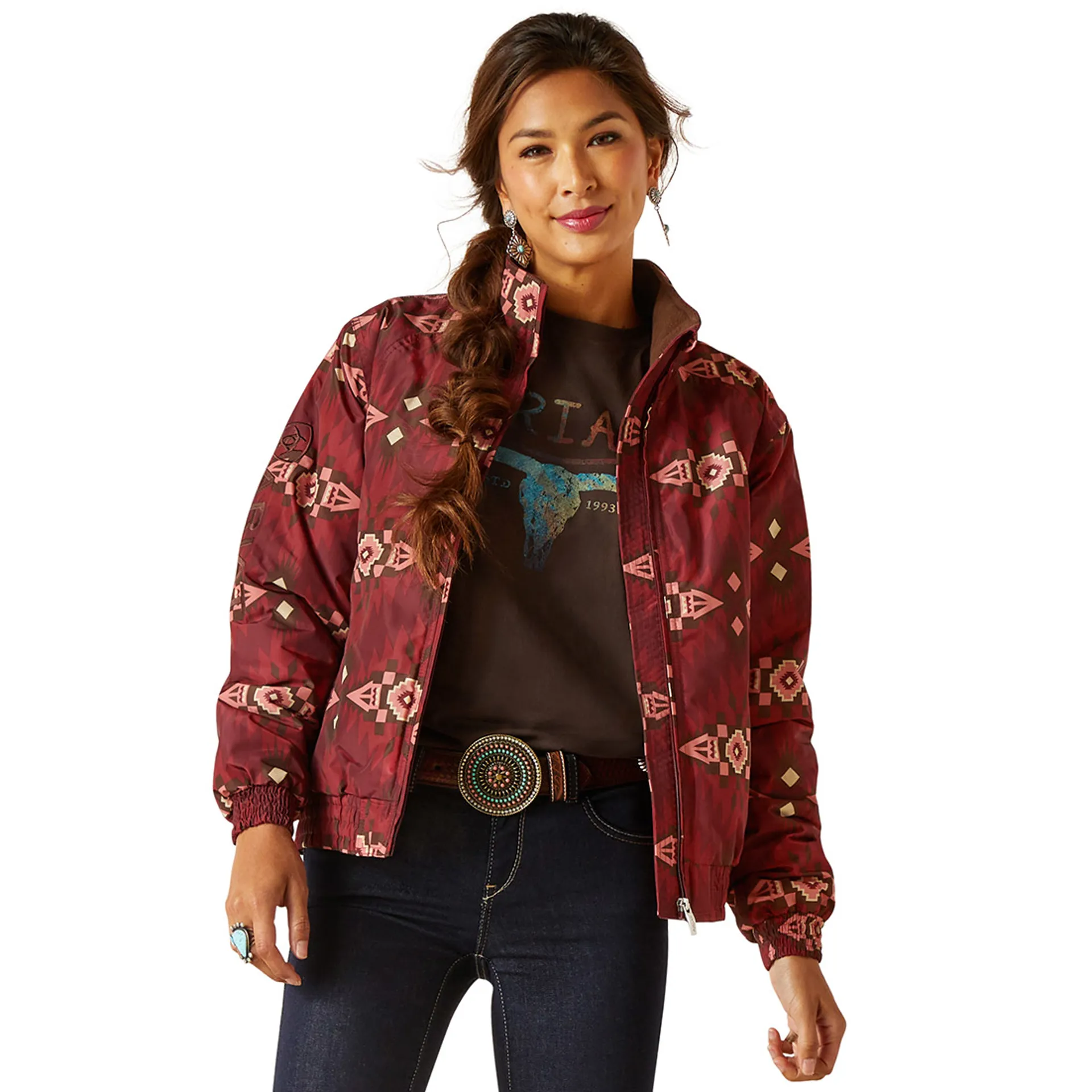 Ariat Western Full Zip Ladies Stable Jacket - Alamo Print