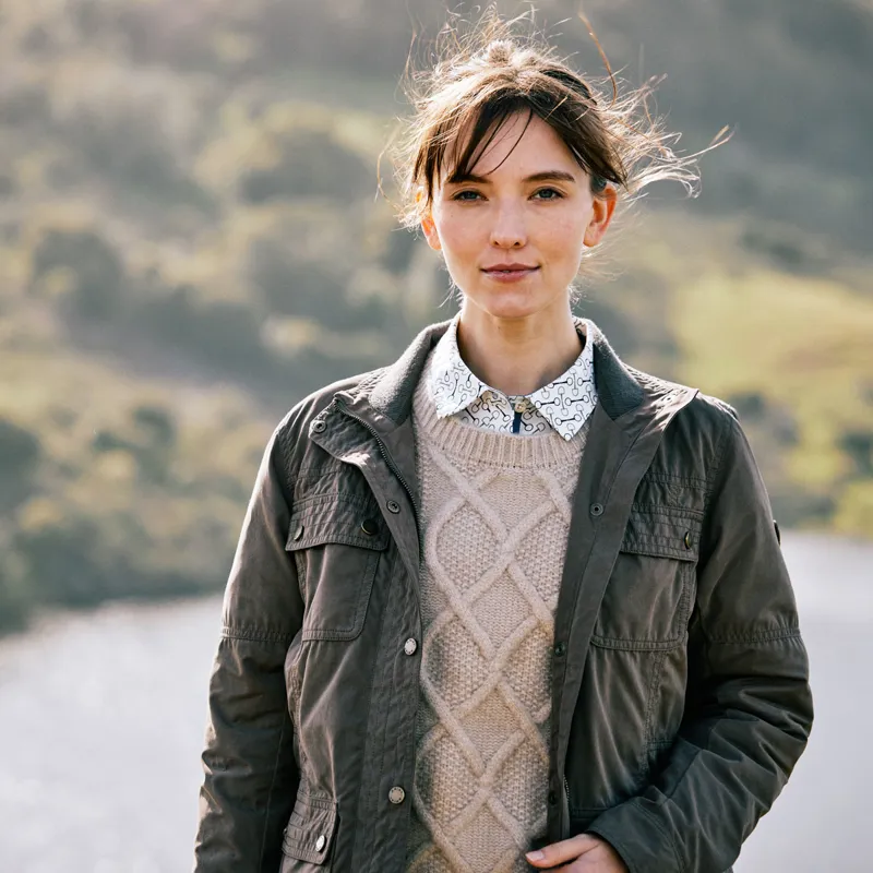 Ariat Country Winter Quarter Ladies Sweater - Oatmeal Heather-5