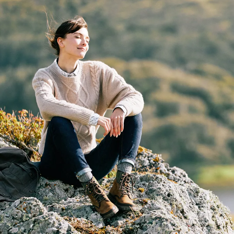 Ariat Country Winter Quarter Ladies Sweater - Oatmeal Heather-6