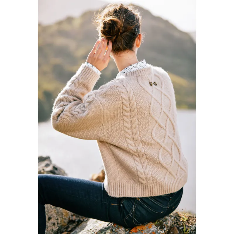 Ariat Country Winter Quarter Ladies Sweater - Oatmeal Heather-8