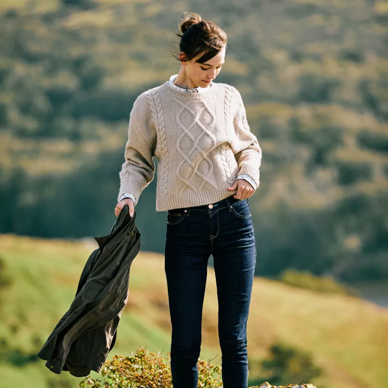 Ariat Country Winter Quarter Ladies Sweater - Oatmeal Heather-7