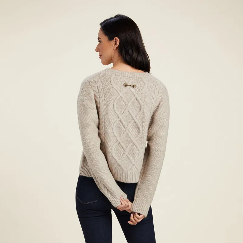 Ariat Country Winter Quarter Ladies Sweater - Oatmeal Heather-1