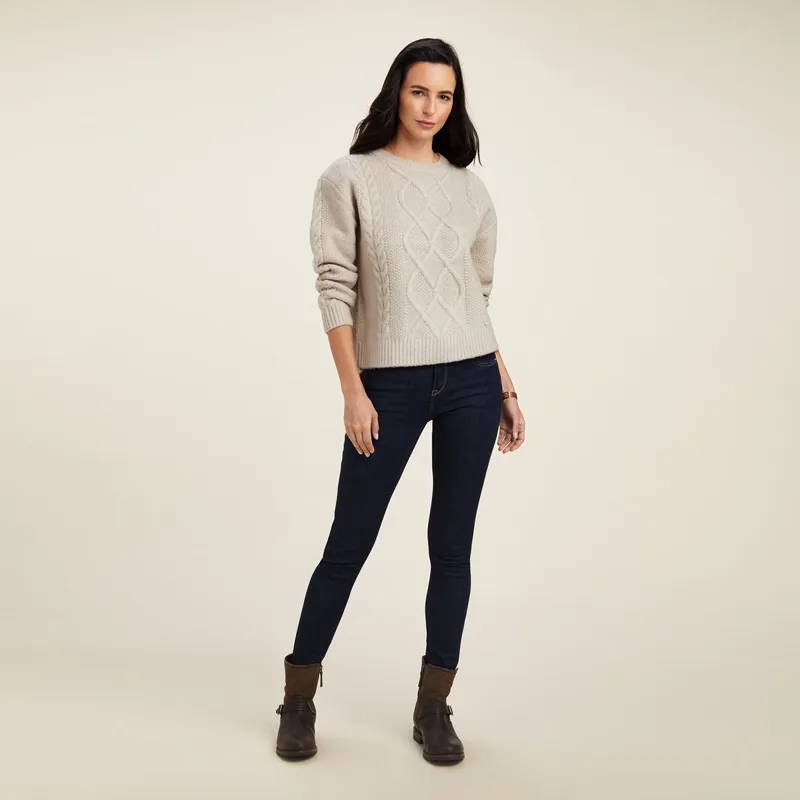 Ariat Country Winter Quarter Ladies Sweater - Oatmeal Heather-2