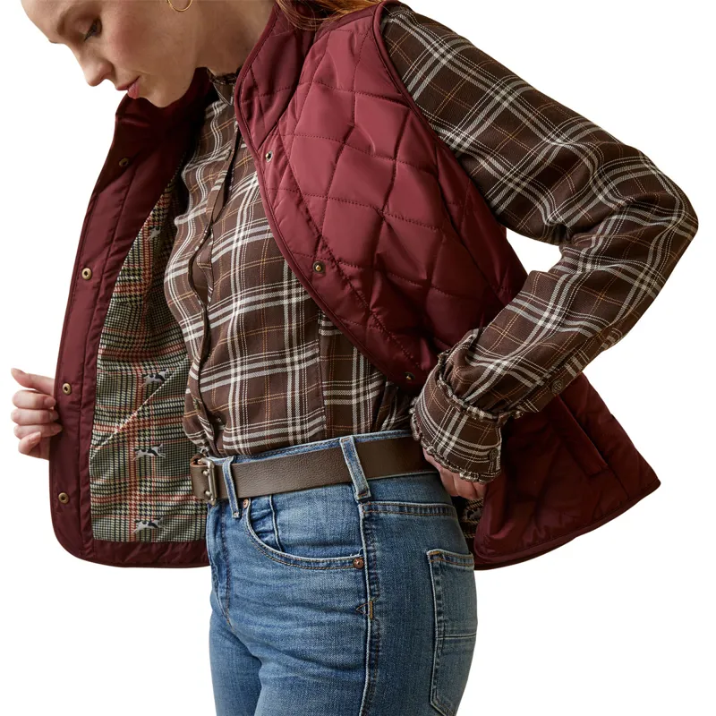 Ariat Country Woodside Ladies Quilted Gilet - Tawny Port-2