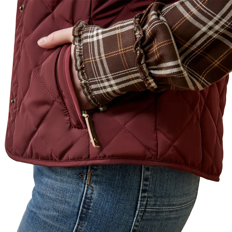 Ariat Country Woodside Ladies Quilted Gilet - Tawny Port-4