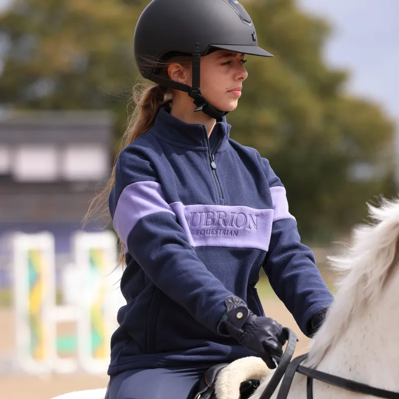 Aubrion Equestrian Young Rider 1/4 Zip Fleece - Midnight/Heather-1