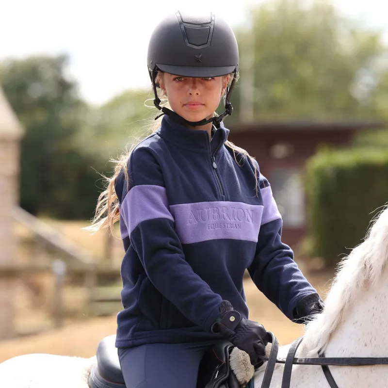 Aubrion Equestrian Young Rider 1/4 Zip Fleece - Midnight/Heather