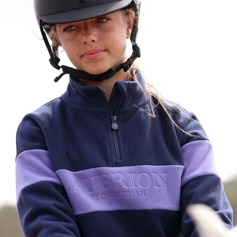 Aubrion Equestrian Young Rider 1/4 Zip Fleece - Midnight/Heather-2