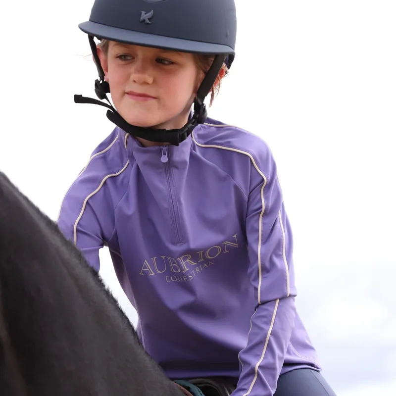 Aubrion Equestrian Young Rider Long Sleeve Base Layer - Heather
