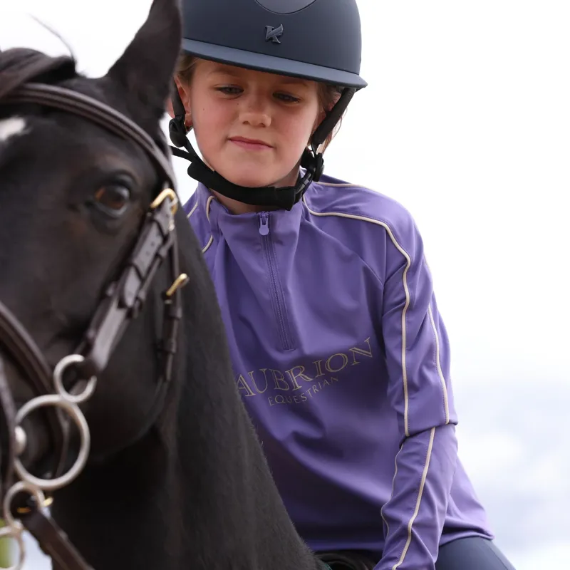 Aubrion Equestrian Young Rider Long Sleeve Base Layer - Heather-1