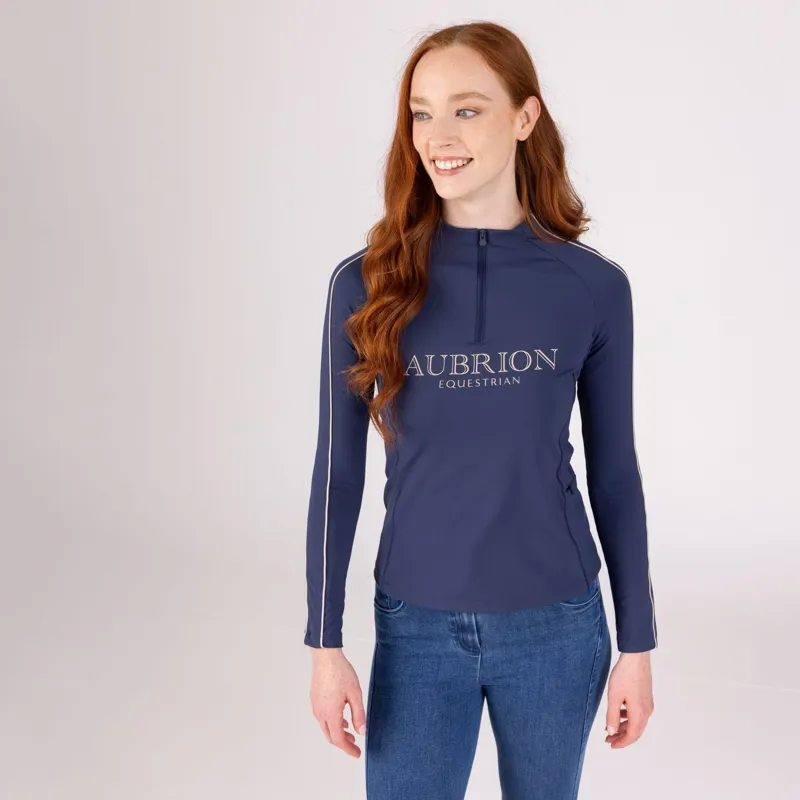 Aubrion Equestrian Womens Long Sleeve Base Layer - Midnight-1