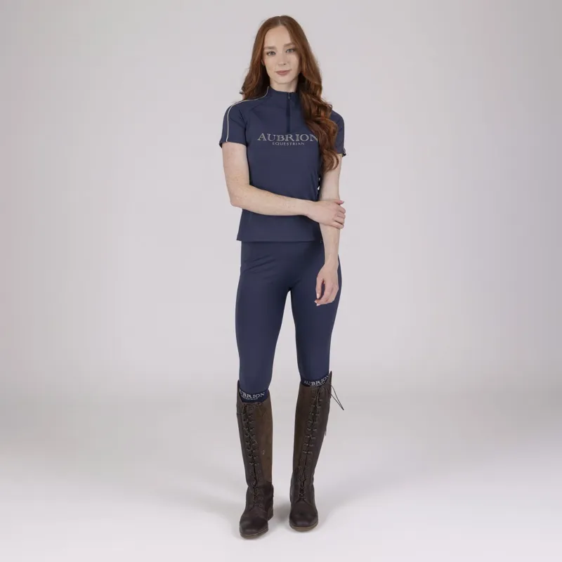 Aubrion Equestrian Full Grip Womens Riding Tights - Midnight-2