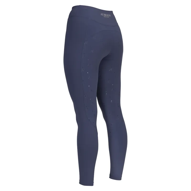 Aubrion Equestrian Full Grip Womens Riding Tights - Midnight-4