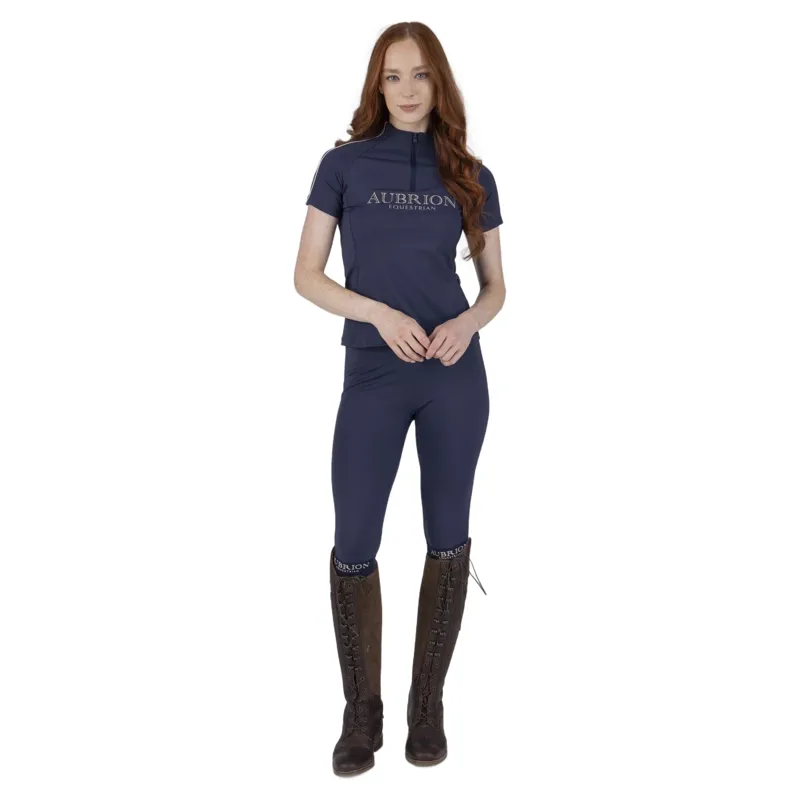 Aubrion Equestrian Full Grip Womens Riding Tights - Midnight-6