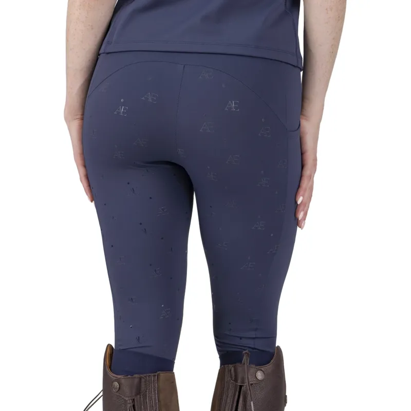 Aubrion Equestrian Full Grip Womens Riding Tights - Midnight-7