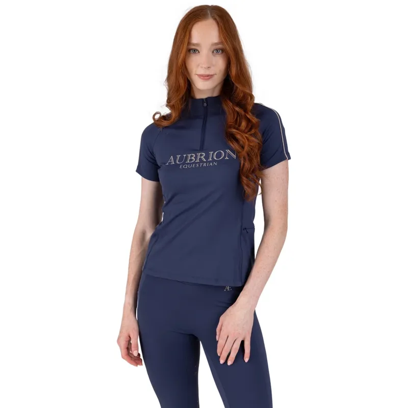 Aubrion Equestrian Womens Short Sleeve Base Layer - Midnight-1