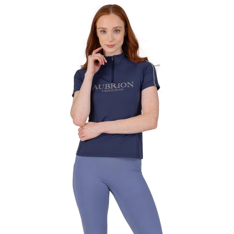 Aubrion Equestrian Womens Short Sleeve Base Layer - Midnight-2