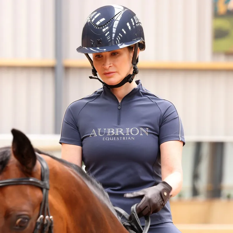Aubrion Equestrian Womens Short Sleeve Base Layer - Midnight-7