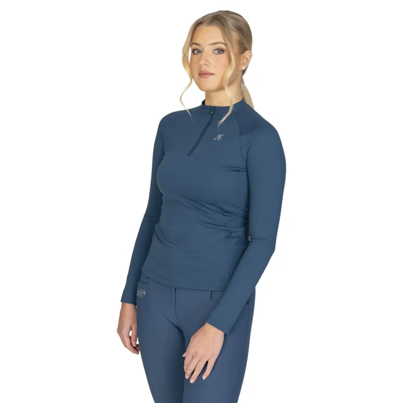 Aubrion Equestrian Winter Long Sleeve Womens Base Layer - Estate Blue-4