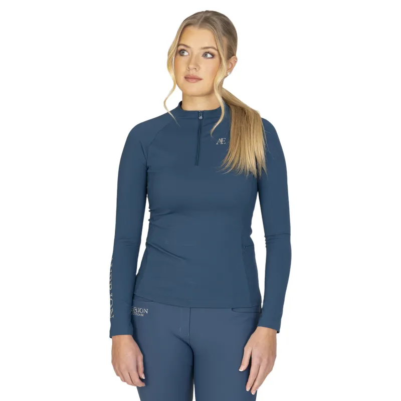 Aubrion Equestrian Winter Long Sleeve Womens Base Layer - Estate Blue-8