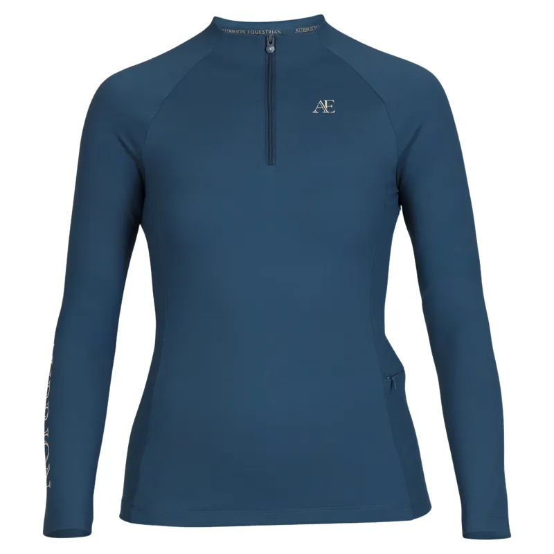 Aubrion Equestrian Winter Long Sleeve Womens Base Layer - Estate Blue-2