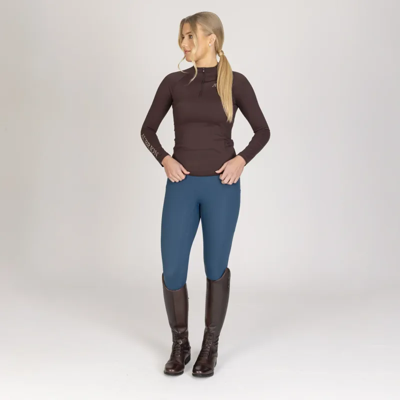 Aubrion Equestrian Winter Long Sleeve Womens Base Layer - Espresso-8