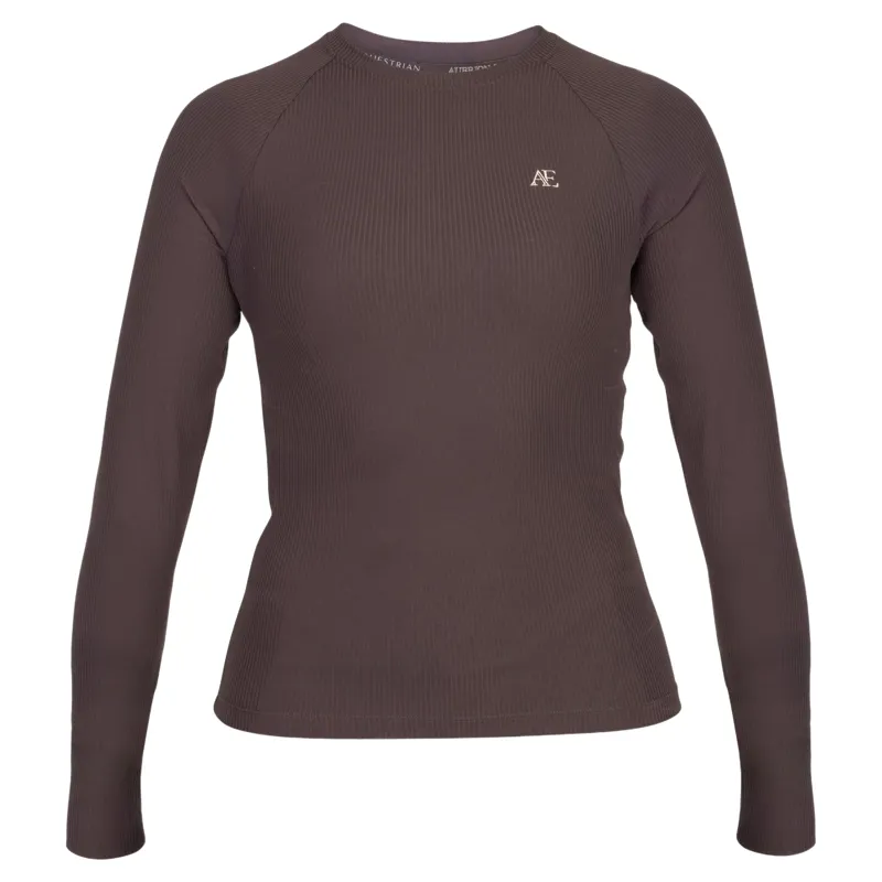 Aubrion Equestrian Winter Long Sleeve Womens Base Layer - Espresso-4
