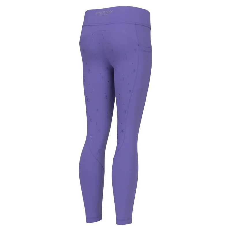 Aubrion Equestrian Young Rider Full Grip Riding Tights - Heather-1